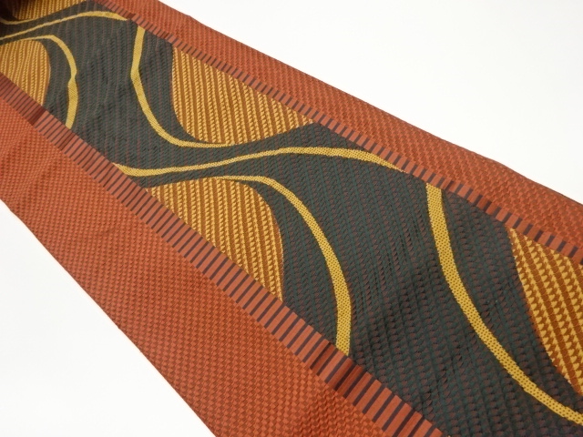 JAPANESE NAGOYA OBI / CHIKUZEN HAKATA / WOVEN WAVY STRIPE